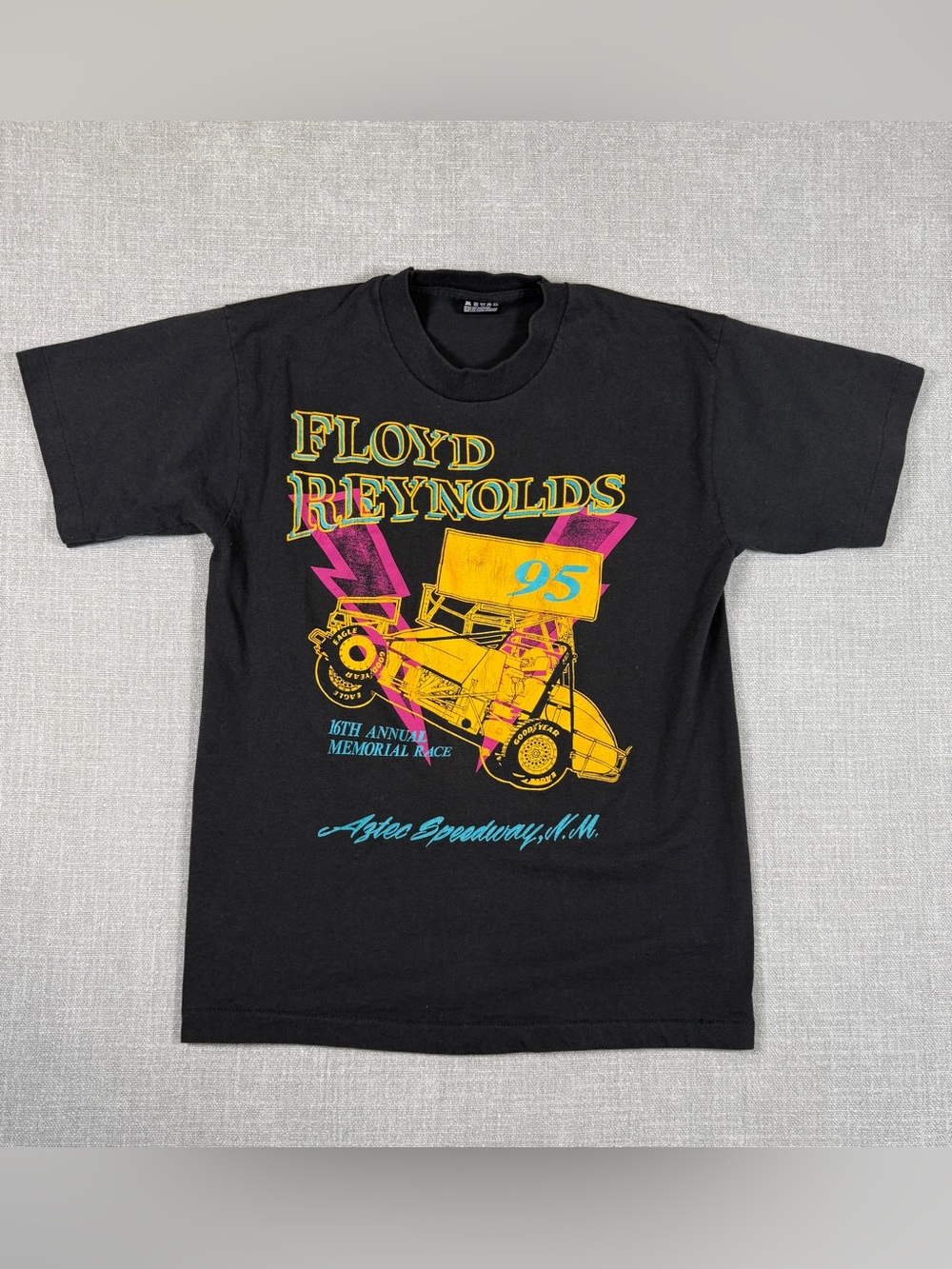 Vintage Floyd Reynolds Memorial Race Tee M | Aztec Speedway NM | 90s Sprint Car